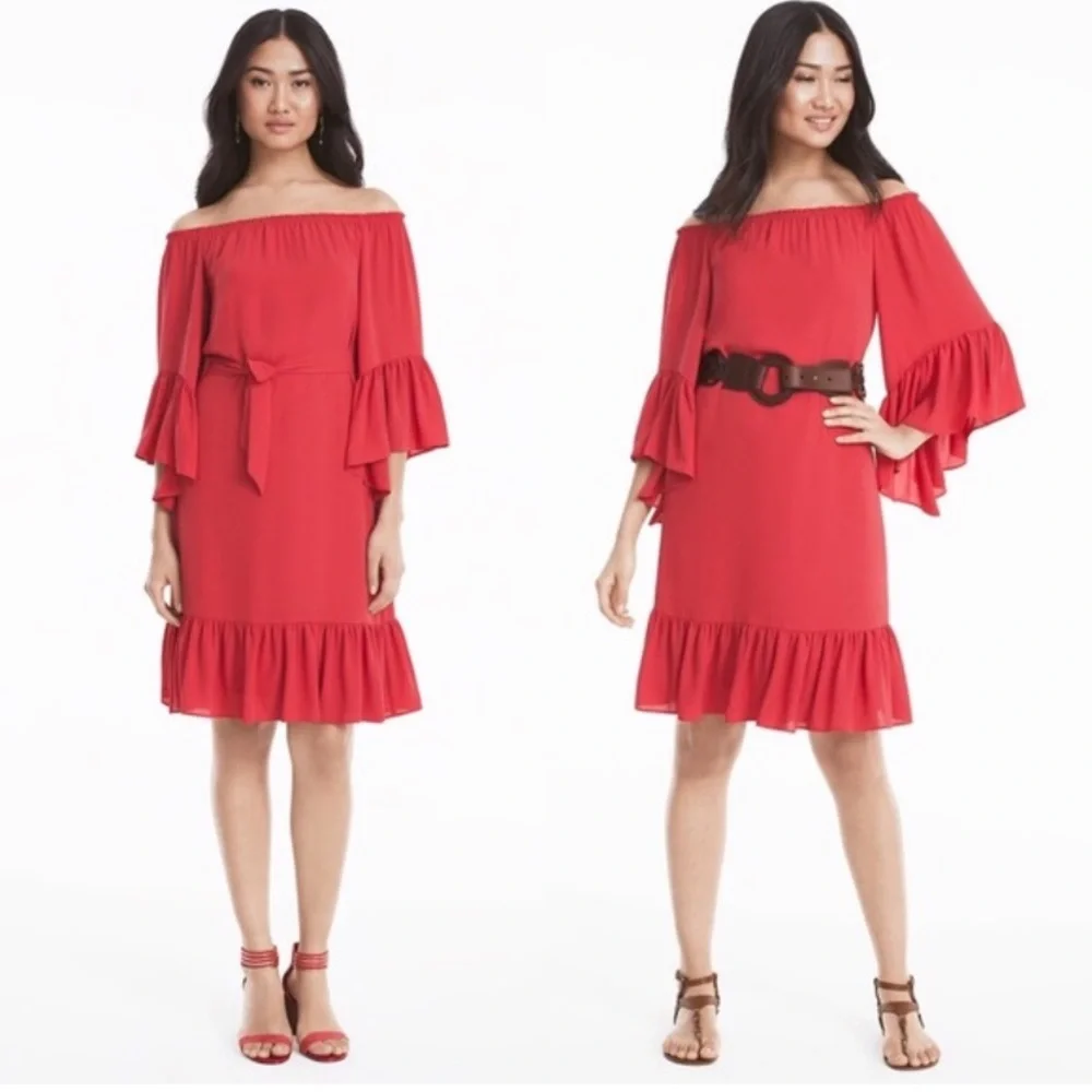 SALE 🛍️ 𝅺WHBM Flutter Sleeves Midi Dress Womens size XS